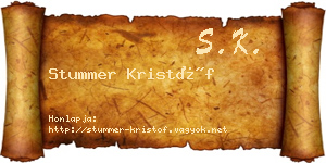 Stummer Kristóf névjegykártya